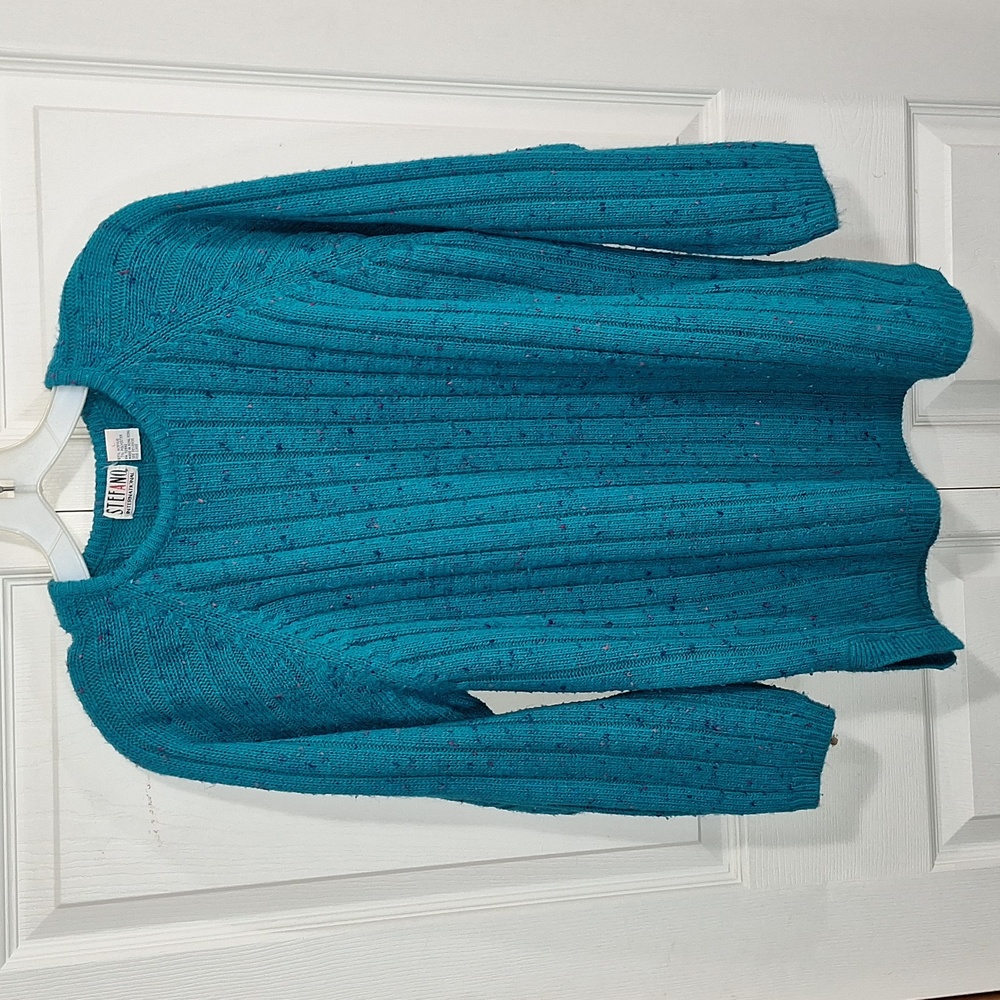 Vintage Stefano International textured long sleeve sweater - L - blue/teal green